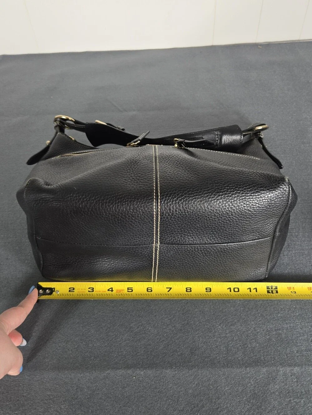 Dooney & Bourke Black Pebbled Leather Hobo with Gold Hardware Travel Plane